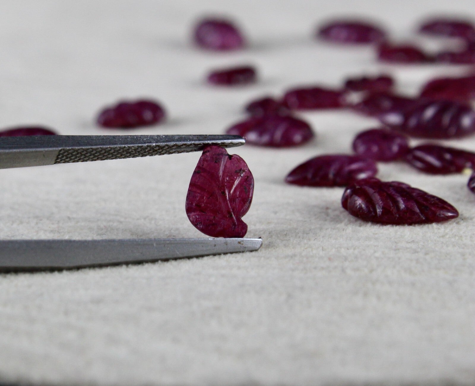 Certified Natural Ruby Carved Leaves 113.25ct 55 Pcs Gemstone Lot Jewelry Design