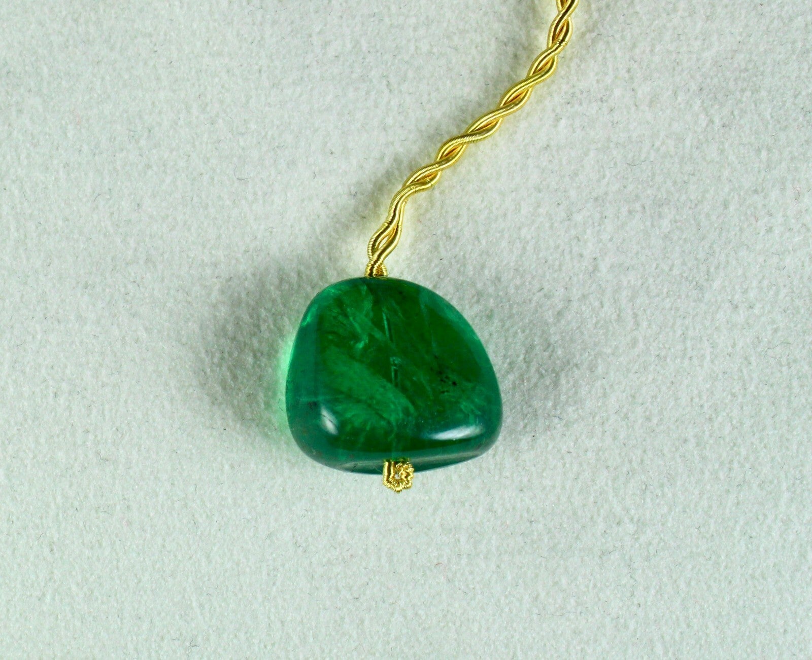 Certified Natural Zambia Emerald Bead 28.70ct Cabochon Gemstone Pendant