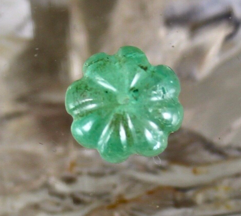 Natural Colombian Emerald Carved Melon 11.96 Ct Gemstone Bead Designing Pendant