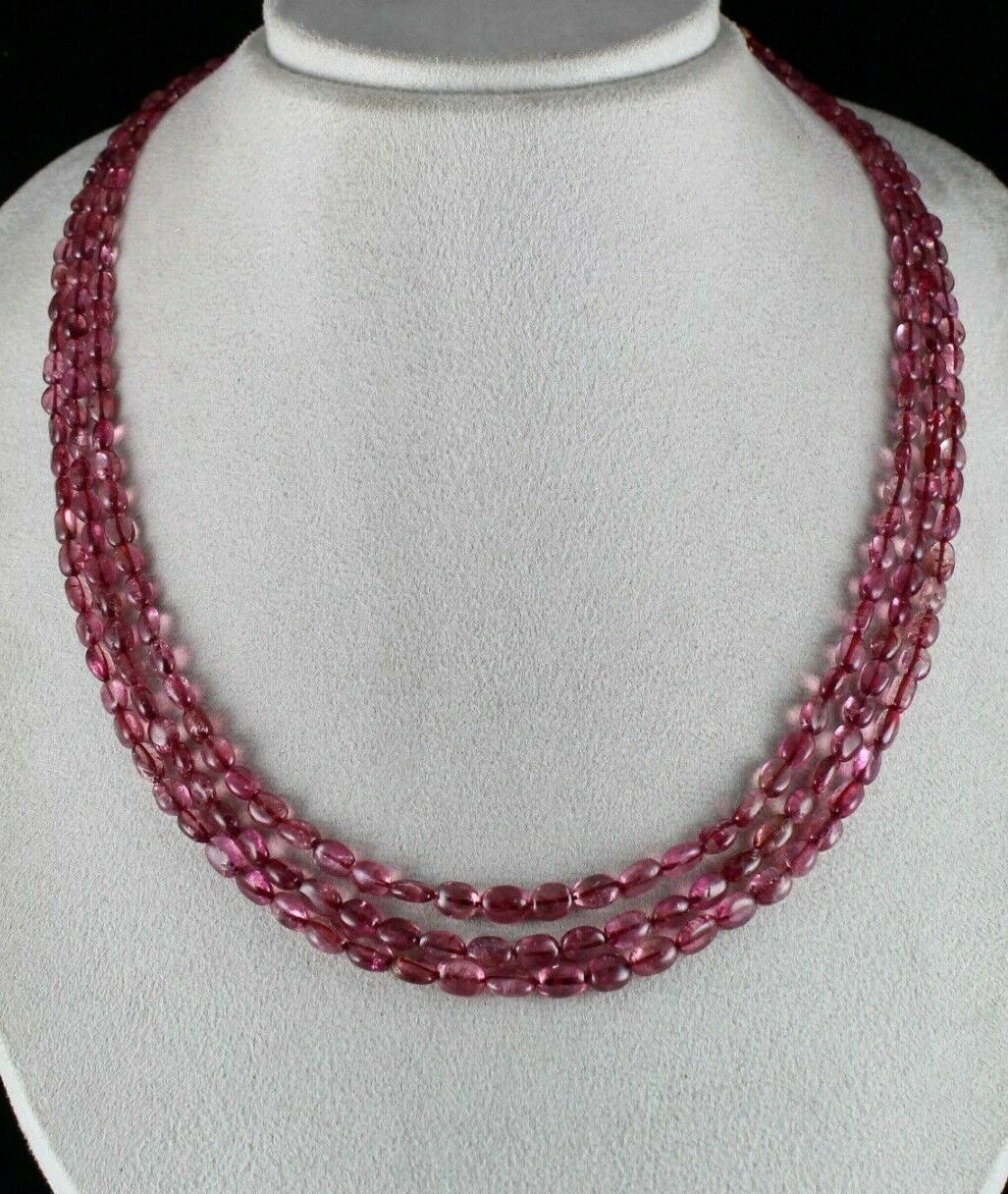 NATURAL TOURMALINE BEADS CABOCHON 3 L 244 CARATS GEMSTONE BEADED OLD NECKLACE