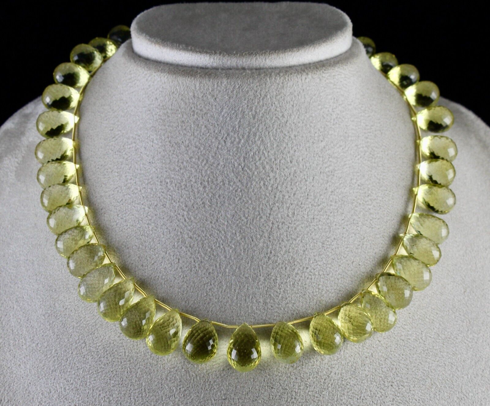 Natural Lemon Quartz Beads 1 L 466 Ct Teardrops Gemstone Silver Finest Necklace