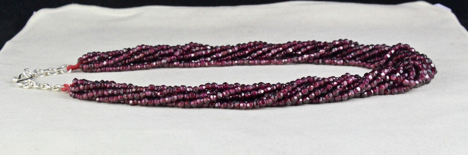 Natural Garnet Faceted Round 4mm 9 L 659 Ct Red Gemstone Beaded Fashion Necklace