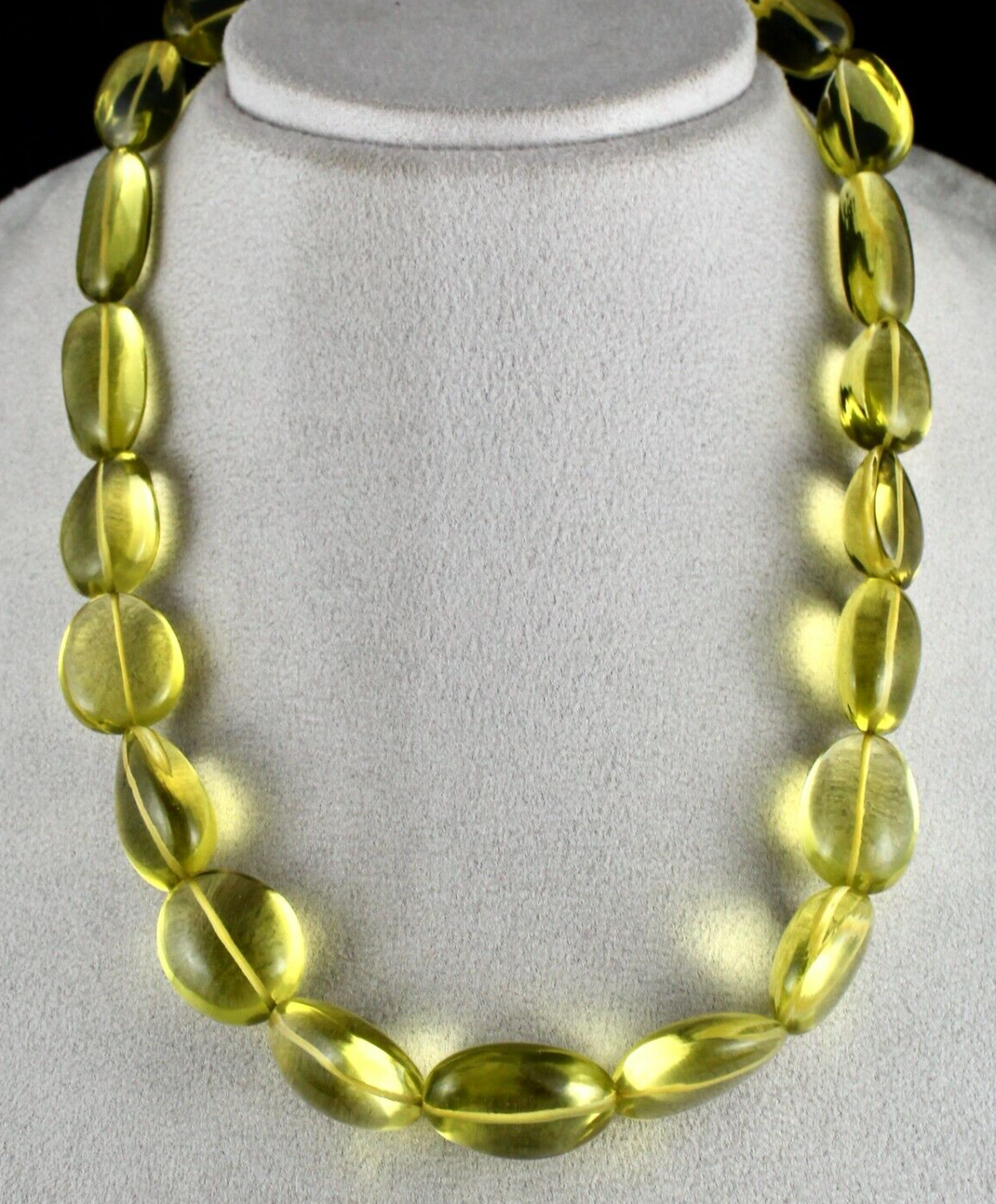 Certified Natural Green Gold Lemon Quartz Necklace 26mm 712 Carats For Women