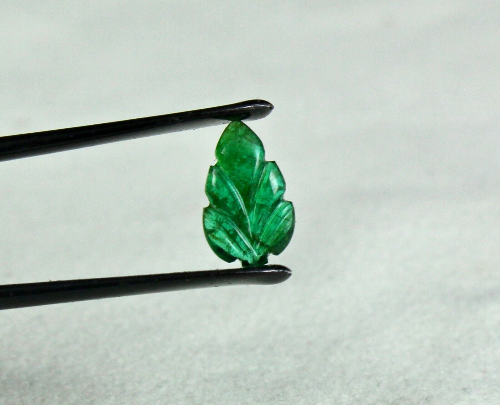 ZAMBIA NATURAL EMERALD CARVED LEAVES PAIR 2.88 CARATS GEMSTONE FOR EARRING