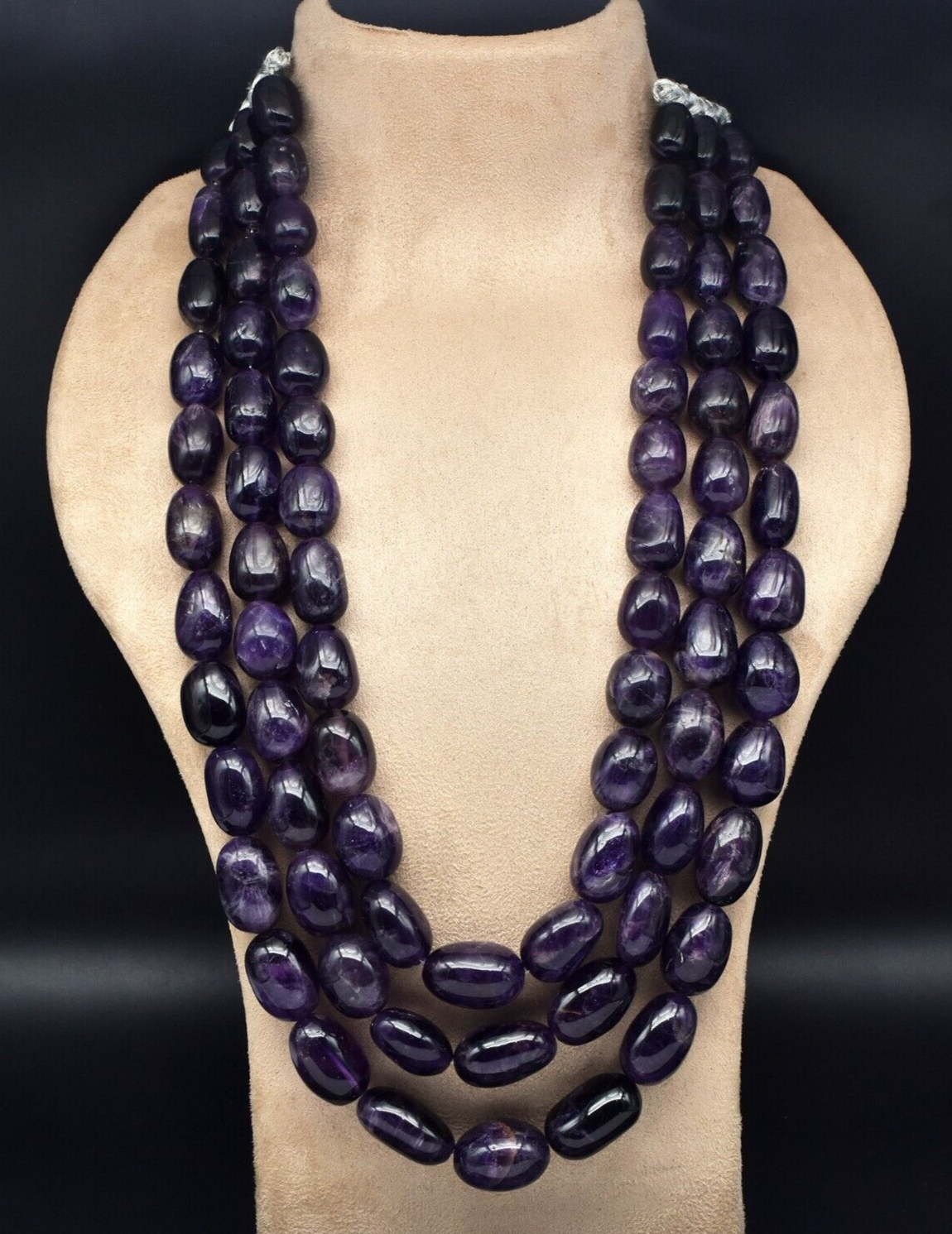 Natural Amethyst Oval Beads 2405ct Purple Gemstone Fashion Necklace