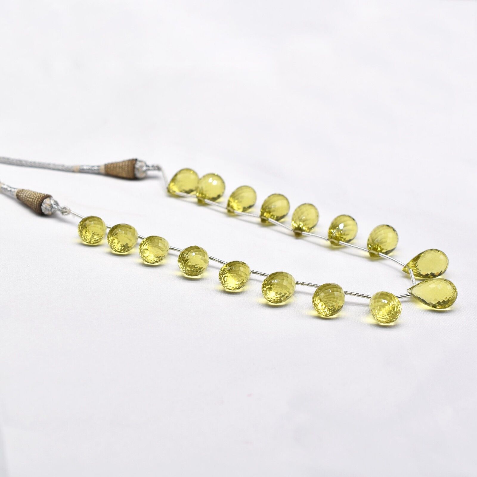 Natural Lemon Quartz Beads 180 Ct Tear Drops Gemstone Finest Party Necklace