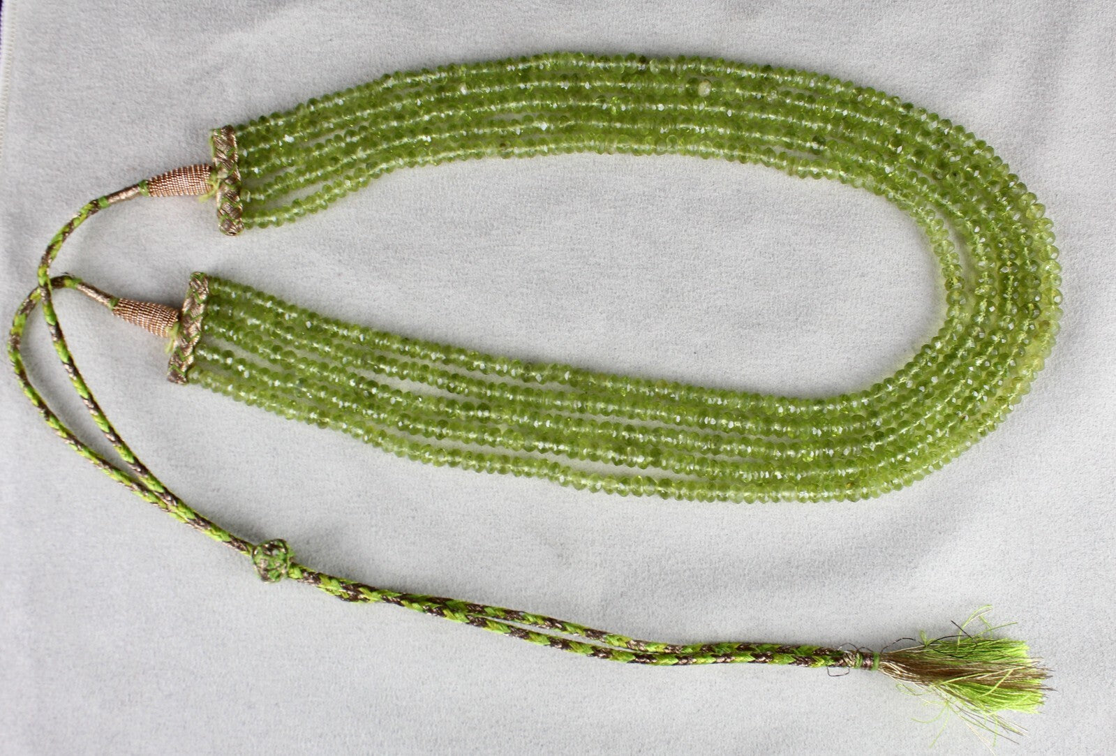 Natural Peridot Gemstone Necklace Faceted 441 Ct Round Green Beads Fashion