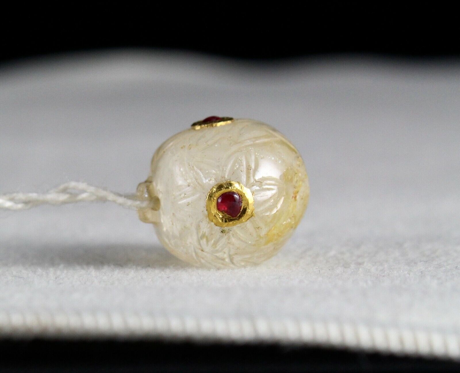 Natural Yellow Sapphire Oval Drops 34.72 Cts Ruby 18k Gold Jadau Hanging Pendant