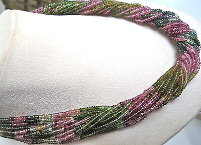 Natural Tourmaline Beads Faceted Round 695 Carats Multi Colour Gemstone Necklace