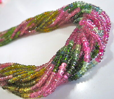 Natural Tourmaline Beads Faceted Round 695 Carats Multi Colour Gemstone Necklace